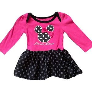 Disney Baby Minnie Mouse Pink and Black Dress/Costume 12 Months